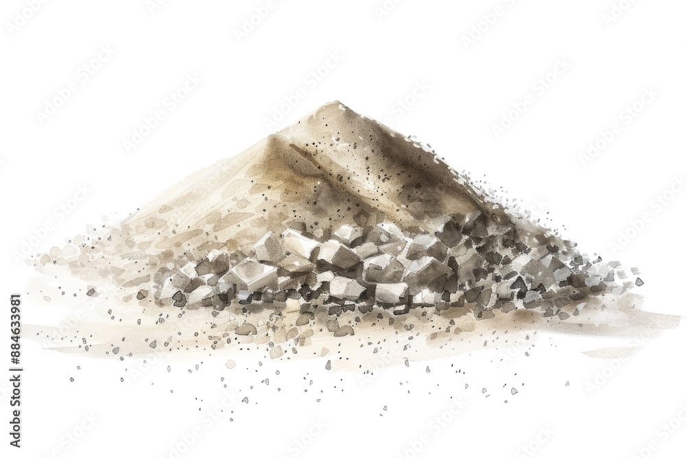 Sticker A pile of rocks and gravel on a white background