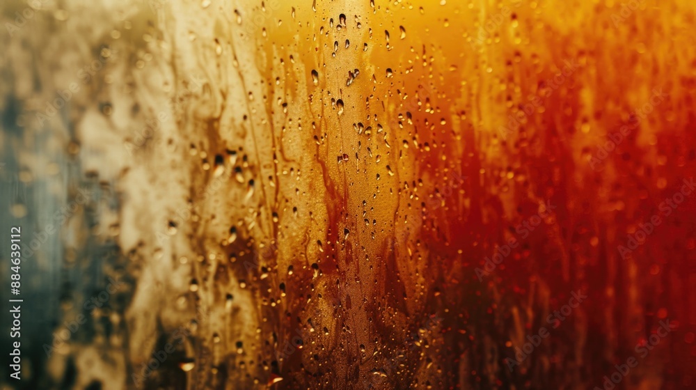 Poster a close-up view of a rainy window with droplets of water, great for use in weather or nature-themed 