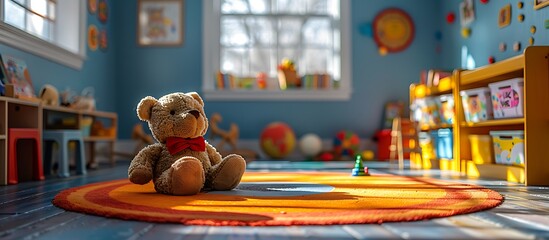 A bright and colorful preschool classroom with toys, books, and a welcoming atmosphere.