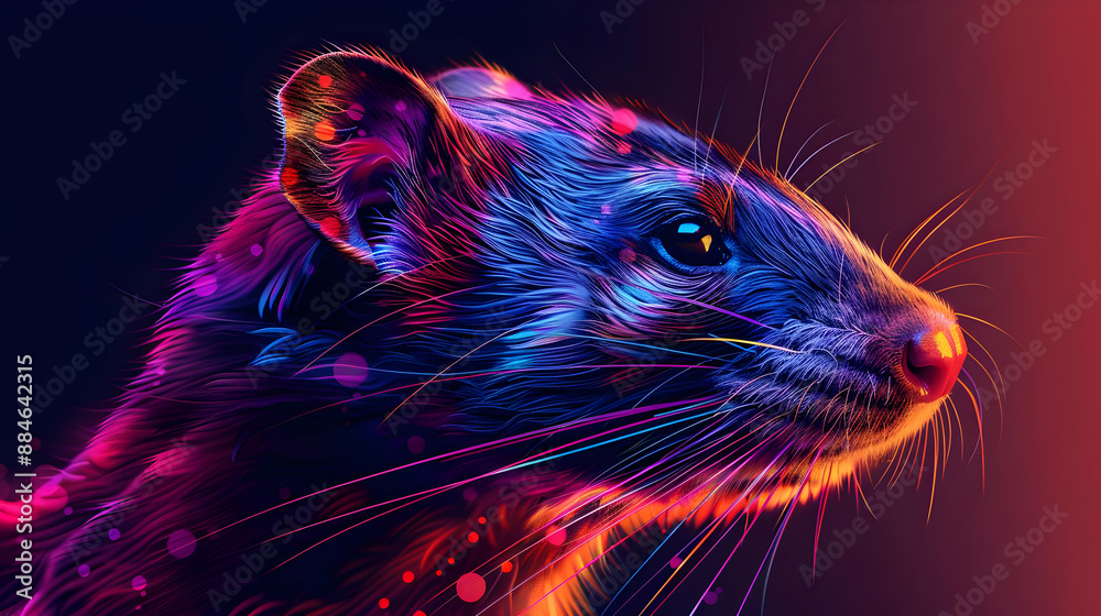 Wall mural Neon Rat Art