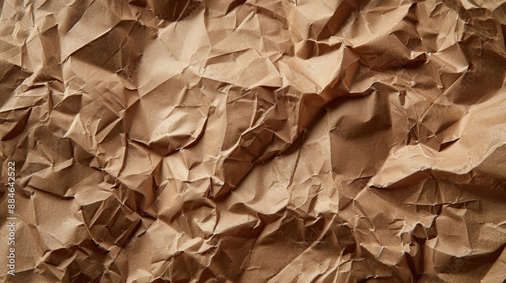 Poster a detailed shot of a fragment of brown paper with subtle texture and creases