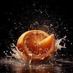 Mystic photo of Cara Cara Orange, isolated on black background