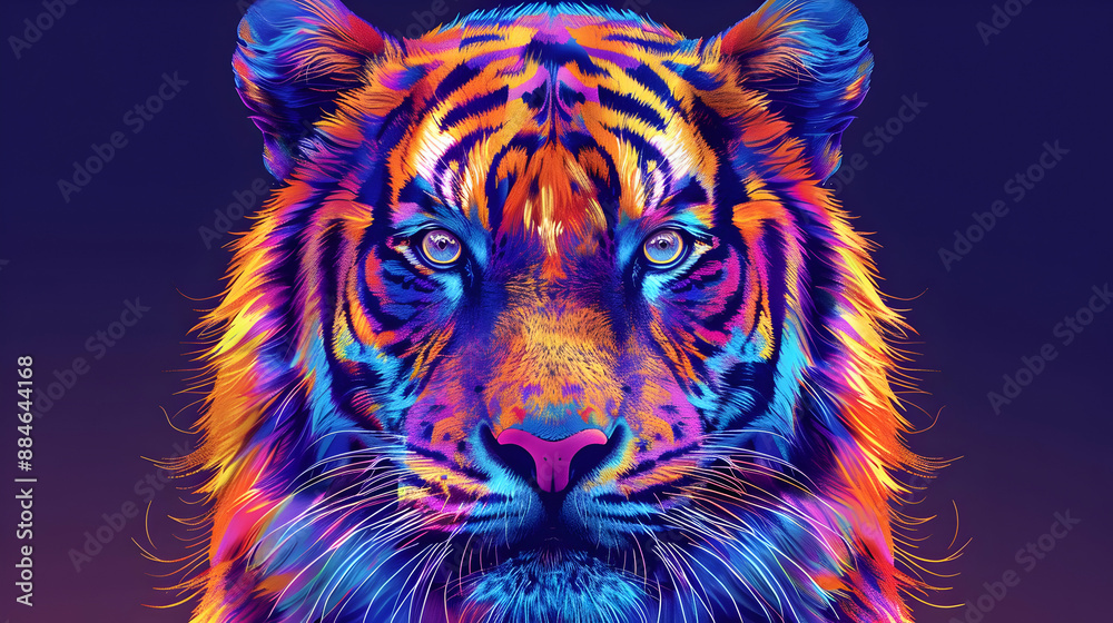 Canvas Prints Neon Tiger Portrait