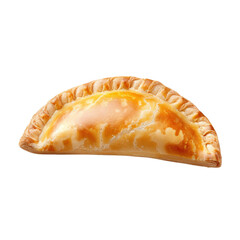Golden Baked Empanada with Flaky Crust on White Background