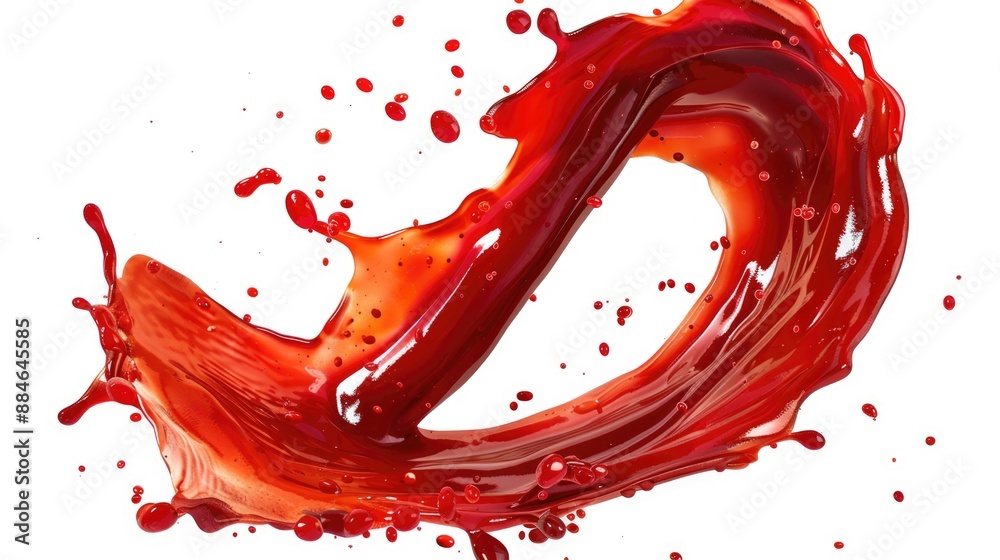 Poster a splashing of red liquid on a white surface, suitable for use in medical or science illustrations