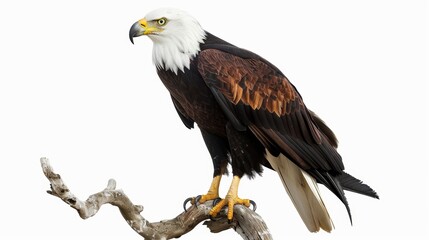 Obraz premium Magnificent bald eagle perched on a tree branch, its keen eyes surveying the area