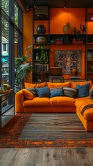 Trendy home office store with stylish furniture and vibrant decor.