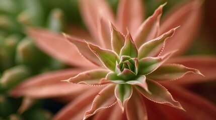 Fototapeta premium Close-up Macro Photography of Succulent Plant Growth, Seeding Flora, Zooming in on the Process, Capturing the Delicate Beauty of Nature's Renewal