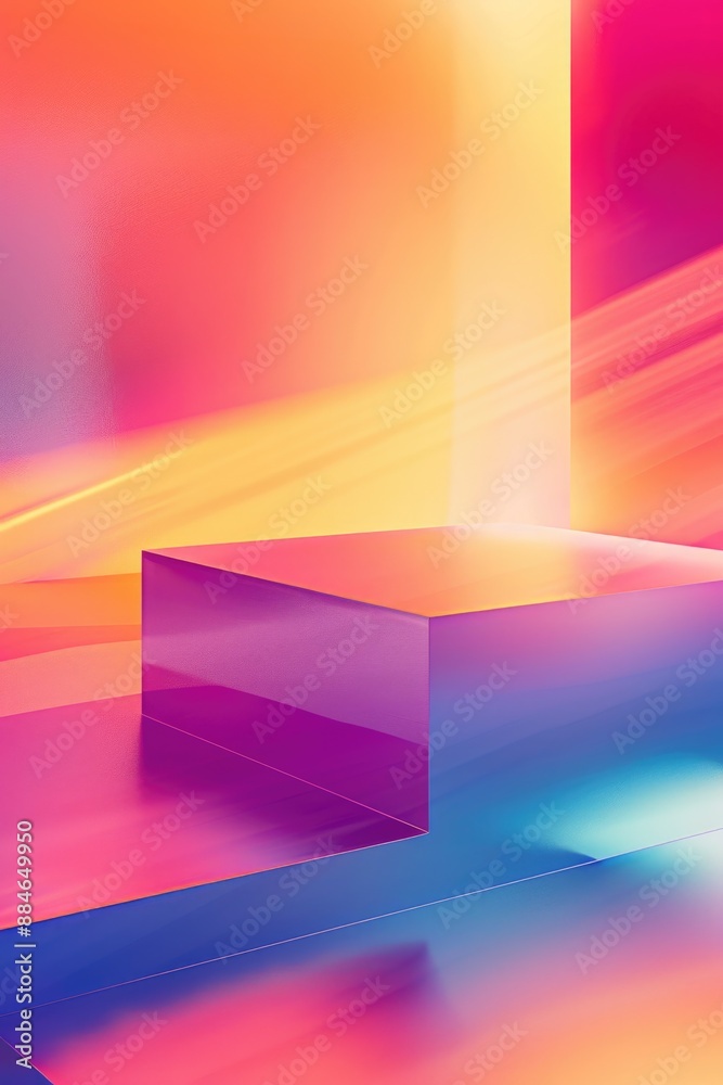 Poster a vibrant and modern abstract design featuring a square platform