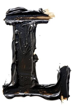 A single letter L covered in black paint, useful for decorative or artistic purposes