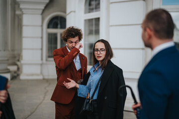 Business colleagues offer support and comfort to their teammate following a significant setback or failure.