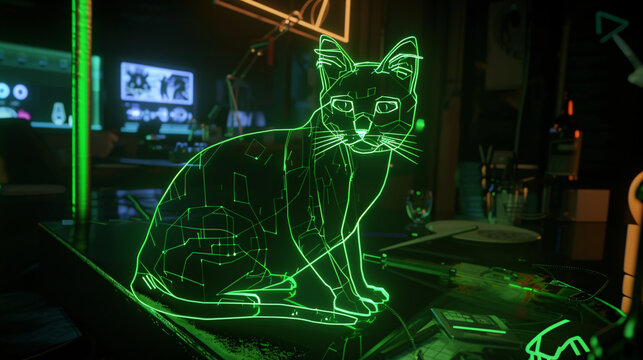 Underground Hideout Cyber Holographic Companion Cat 
