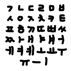 hand drawn font, Hangul consonants,Korean consonants,Hangul vowels,Korean vowels,Korean alphabet.