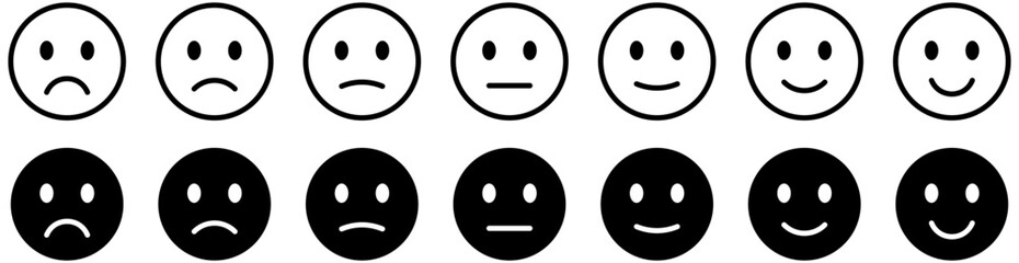 feedback emojis emoticons. smile, neutral, angry, sad, emoji. emoticon level scale rating. vector illustration