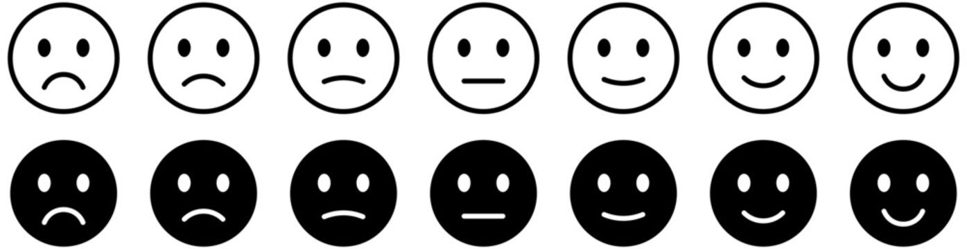 Naklejki feedback emojis emoticons. smile, neutral, angry, sad, emoji. emoticon level scale rating. vector illustration