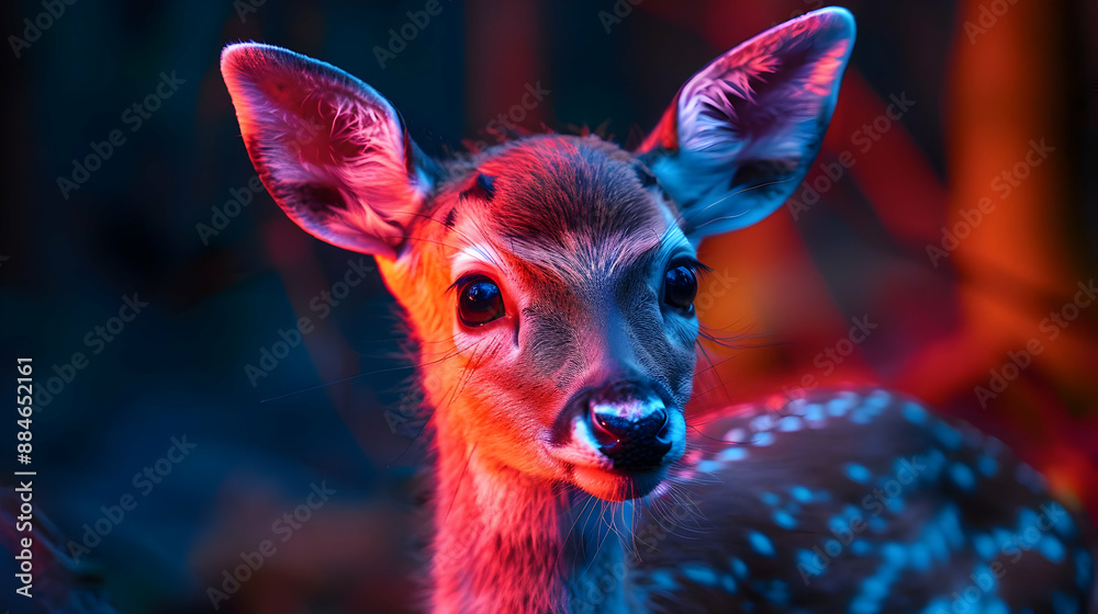 Canvas Prints Neon Deer Portrait