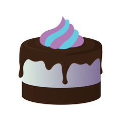 Chocolate cake with butter cream. Vector illustration on white background.