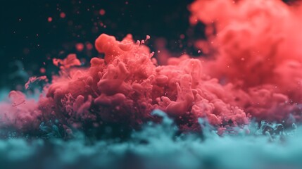 Colorful Ink Explosion in Water, Abstract Art