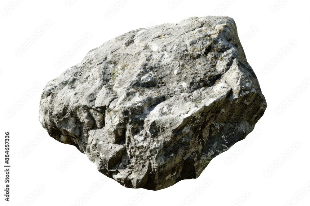 Poster A close-up of a large rock with a smooth surface, set against a plain white background