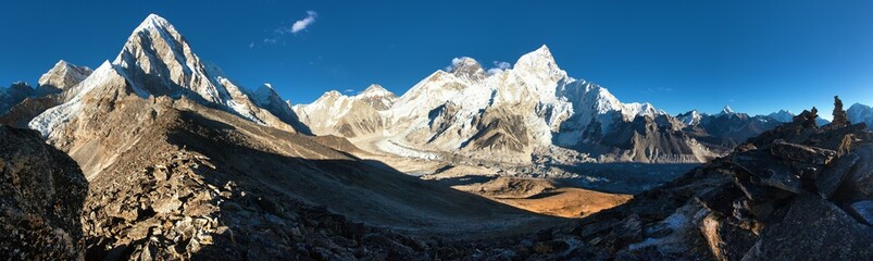 Evening sunset panoramic view of mount Everest