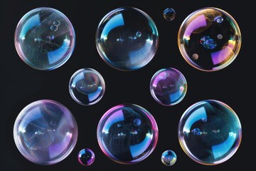 A cluster of soap bubbles stacked on top of each other, with varying sizes and shapes