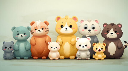 Naklejka premium Adorable Animal Family