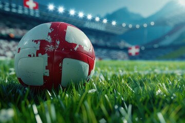 A soccer ball sitting on a lush green grassy field, great for sports and outdoor themed images