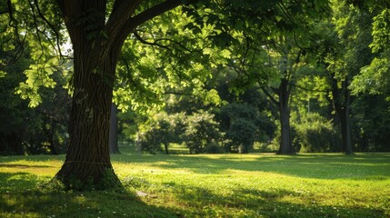 Nature background with vague park garden tree