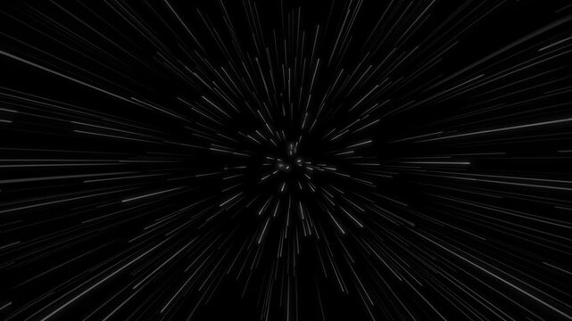 Abstract depiction of hyperspace travel through a starry night sky with streaking black lights creating a dynamic motion effect.
