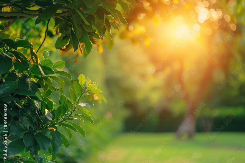 Poster a sunny day with tree leaves casting dappled shadows