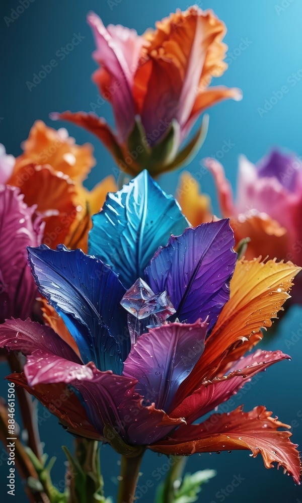 Poster Colorful Flower with Crystal.