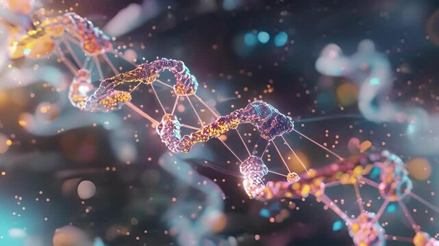 A 3D reconstruction image revealing the complex network of interactions between histone proteins and DNA showcasing the high level of specificity and importance of these interactions.
