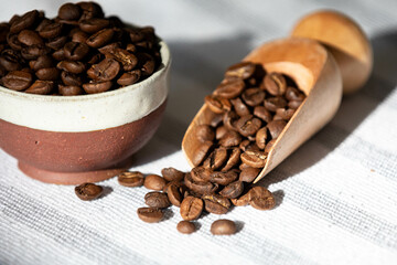 Special gourmet Brazilian coffee type Mogiana roasted in beans.