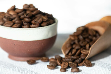 Special gourmet Brazilian coffee type Mogiana roasted in beans.