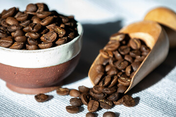 Special gourmet Brazilian coffee type Mogiana roasted in beans.