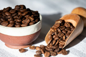 Special gourmet Brazilian coffee type Mogiana roasted in beans.