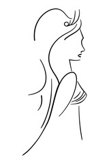 Side on sketch of a beautiful princess in line art style vector