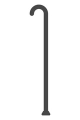 Simple curved handle walking stick or cane for aged care vector