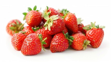 Fresh strawberry fruit over plain background
