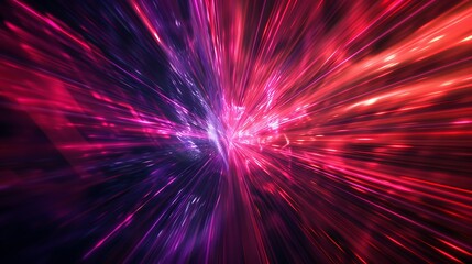 Abstract Cosmic Burst with Red and Purple Light
