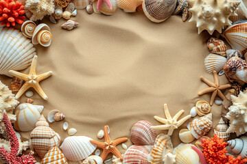 frame for inscriptions made of shells and sea sand
