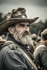 Obraz premium A person with a lengthy beard and a hat, perfect for fantasy or historical illustrations