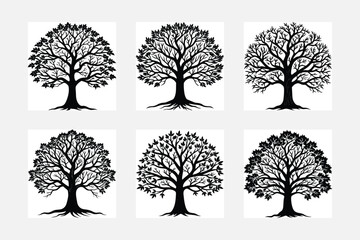 Collection of silhouettes of trees