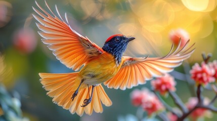 Obraz premium Colorful Bird in Flight