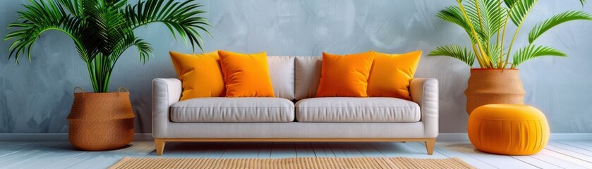 Modern Living Room Design with Contemporary Sofa and Stylish Decor, Newly Built Interior Design Ideas