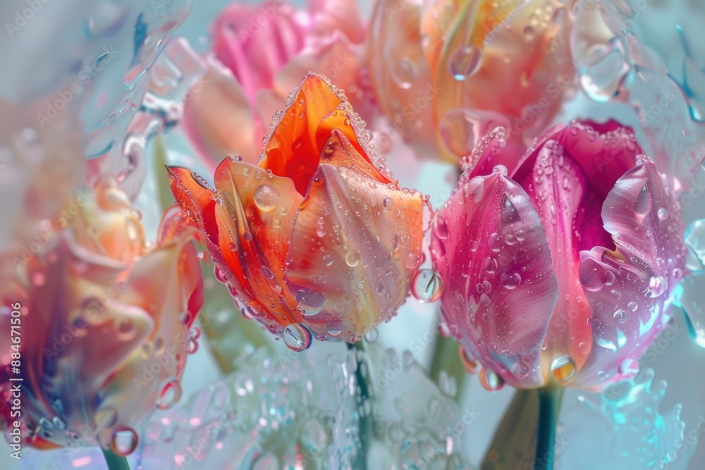 Aufkleber a close-up view of a bouquet of fresh flowers arranged in a decorative vase