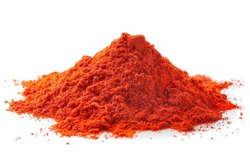 A close-up view of a pile of red powder on a white surface, with a textured and detailed appearance