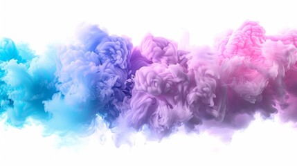 Fototapeta premium Pink party fog. Isolated blue, cyan, purple, light green smoke or thinking clouds. White background 3D effects fog cloud graphics fantasy party smoke art