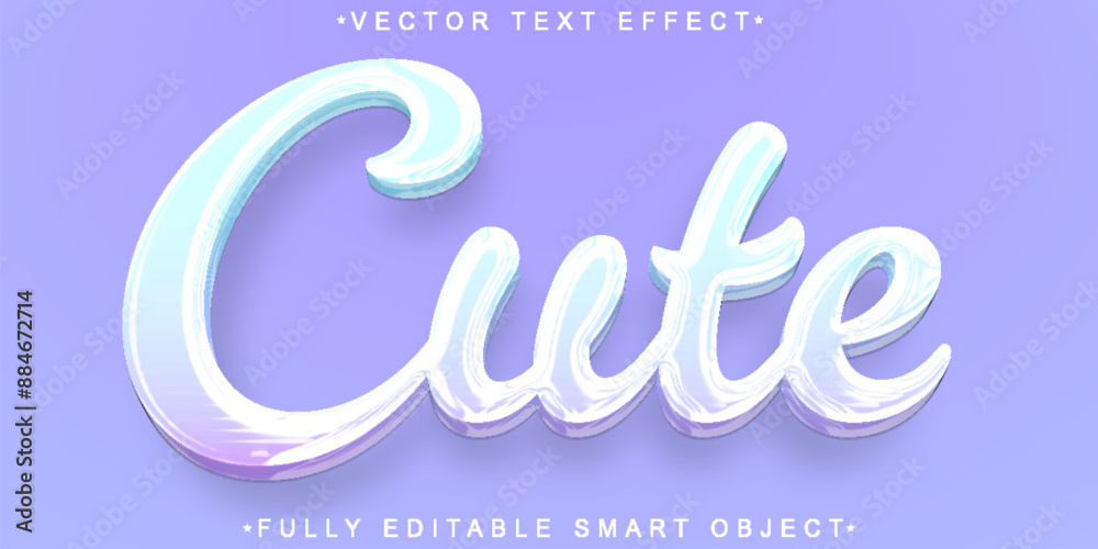 Poster purple soft cute vector fully editable smart object text effect