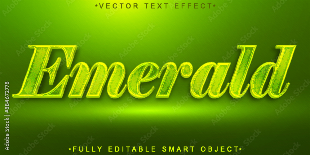 Poster green shiny gems emerald vector fully editable smart object text effect